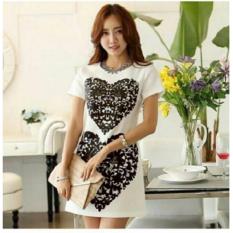 Fashionshop Dress Love White / Dress Pesta / Dress Korea / Dress Wanita / Rok Wanita / Dress Bodycon / Dress Midi / Dress Kasual / Gaun Pesta