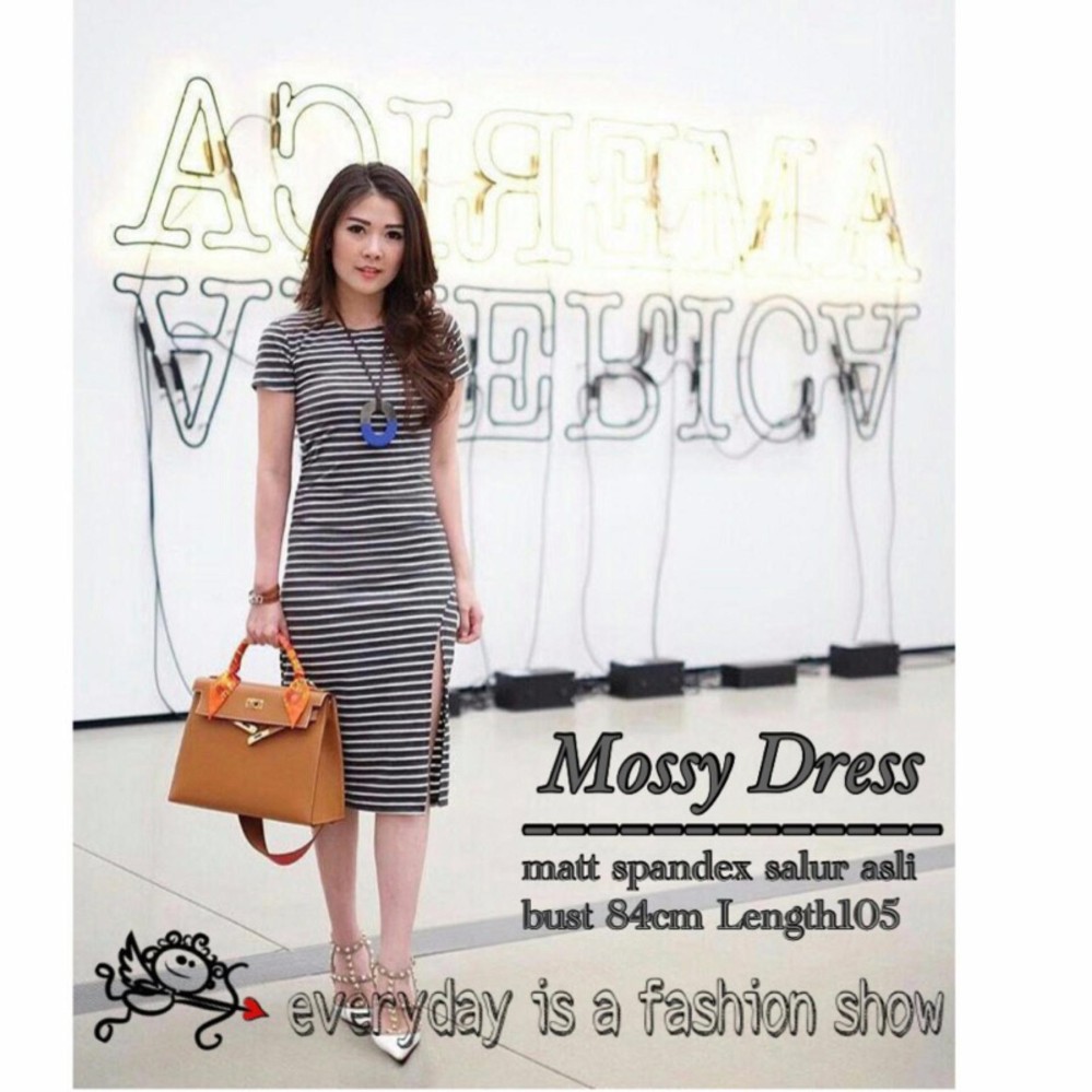 Fashionshop Dress Mossy Hitam / Dress Pesta / Dress Korea / Dress Wanita / Rok Wanita / Dress Bodycon / Dress Midi / Dress Kasual / Gaun Pesta  