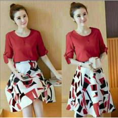 Fashionshop Dress Siana Maroon / Dress Korea / Dress Renda / Dress Brukat / Dress Midi
