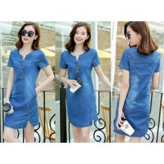 Fashionshop Dress Tina Denim / Dress Korea / Dress Renda / Dress Brukat / Dress Midi
