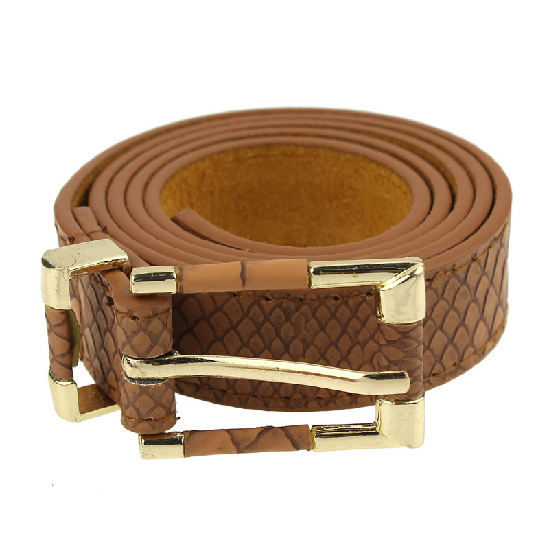 Wanita Wanita Buaya Pattern Grain Kulit Ikat Pinggang All-Match Light Tan