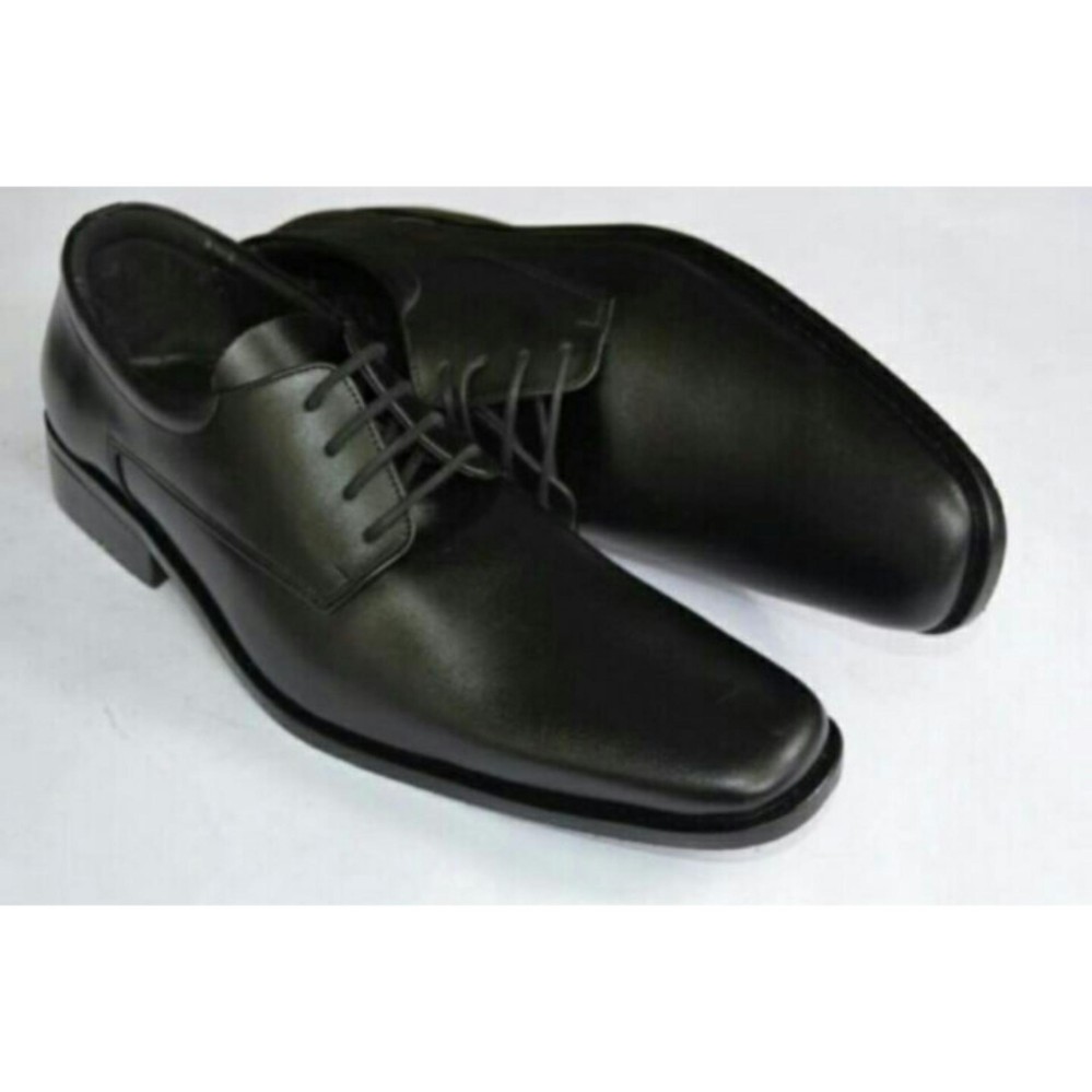 Sepatu Kerja Pria Kantor Pantofel Kulit Sintetis Model Tali - Black