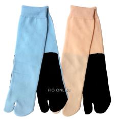 FIO ONLINE - Kaus Kaki Jempol Wanita Muslimah - Polos - Kaos telapak Hitam 2 Pcs - Biru dan orange