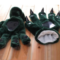 Flanel Kartun Piyama Sarung Tangan Claws Hewan Dinosaurus Sarung Tangan Stitch Panda Sapi Lima Jari Sarung Tangan Natal Hadiah-Intl