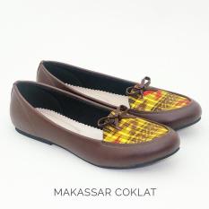 Flat Shoes Etnik Batik Tenun Wanita - Makassar Coklat