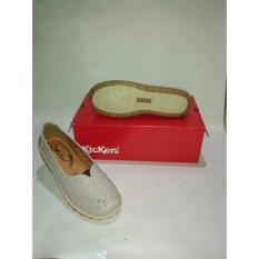Flat Shoes Kickers Motif Hole Putih Gading