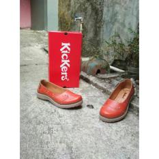 Flat Shoes Kickers Wanita Original Leather Orange