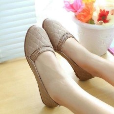 flat shoes rubber hitam dan coklat