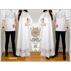 Flavia Store Baju Muslim Couple Bordir FS0076 - PUTIH / Sarimbit / Batik Pasangan / Sepasang Busana Syar'i / Kemeja Koko Pria Gaun Muslimah Gamis Syari Wanita / Srelegant