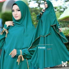 Flavia Store Gamis Syari Set 2 in 1 FS0580 - HIJAU TOSCA / Baju Muslim Wanita Syar'i / Gaun Muslimah / Maxi Dress Lengan Panjang / Hijab / Srelsa