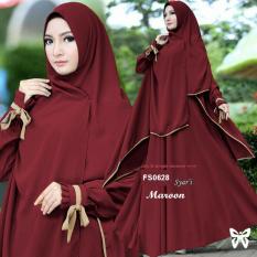Flavia Store Gamis Syari Set 2 in 1 FS0628 - MERAH MARUN / Baju Muslim Wanita Syar'i / Gaun Muslimah / Maxi Dress Lengan Panjang / Hijab / Srelsa
