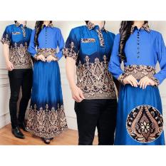 Flavia Store Batik Couple FS0281 - BIRU / Sarimbit / Baju Muslim Pasangan / Sepasang Busana / Kemeja Pria Gaun Muslimah Gamis Wanita / Tzcpmiranda