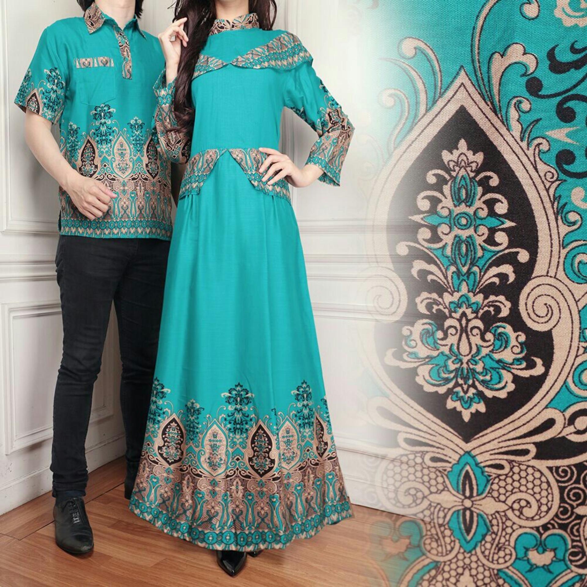 Flavia Store Batik Couple FS0638 - TOSCA / Sarimbit / Baju Muslim Pasangan / Sepasang Busana / Kemeja Pria Gaun Muslimah Gamis Wanita / Tzcpcaca