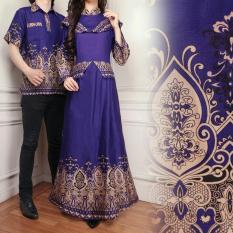 Flavia Store Batik Couple FS0639 - UNGU / Sarimbit / Baju Muslim Pasangan / Sepasang Busana / Kemeja Pria Gaun Muslimah Gamis Wanita / Tzcpcaca