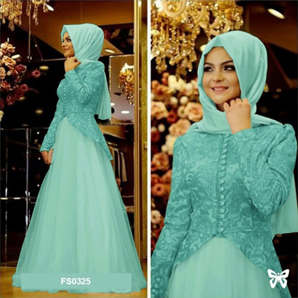 Flavia Store Maxi Dress Lengan Panjang FS0325 - TOSCA / Gamis / Gaun Pesta Muslimah / Baju Muslim Wanita / Srsalema