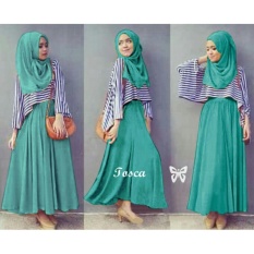 Flavia Store Maxi Dress Set 3 in 1 FS0039 - HIJAU TOSCA / Gamis / Gaun Panjang Muslimah / Baju Muslim Wanita / Hijab / Sriliana