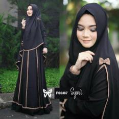 Flavia Store Gamis Syari Set 2 in 1 FS0387 - HITAM / Baju Muslim Wanita Syar'i / Gaun Muslimah / Maxi Dress Lengan Panjang / Hijab / Srjanetta