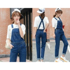 Flavia Store Overall Jeans Wanita FS0115 - BIRU TUA / Celana Jumpsuit / Baju Kodok / Jamsuit / Rnevaoverall