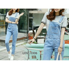 Flavia Store Overall Jeans Wanita FS0116 - BIRU MUDA / Celana Jumpsuit / Baju Kodok / Jamsuit / Rnevaoverall