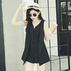 Flavia Store Blouse Tanpa Lengan FS0275 - HITAM / Baju Rompi / Kemeja Yukensi Wanita / Atasan / Rncardyrompi