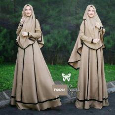 Flavia Store Gamis Syari Set 2 in 1 FS0266 - COKLAT MOCCA / Baju Muslim Wanita Syar'i / Gaun Muslimah / Maxi Dress Lengan Panjang / Hijab / Srjanetta