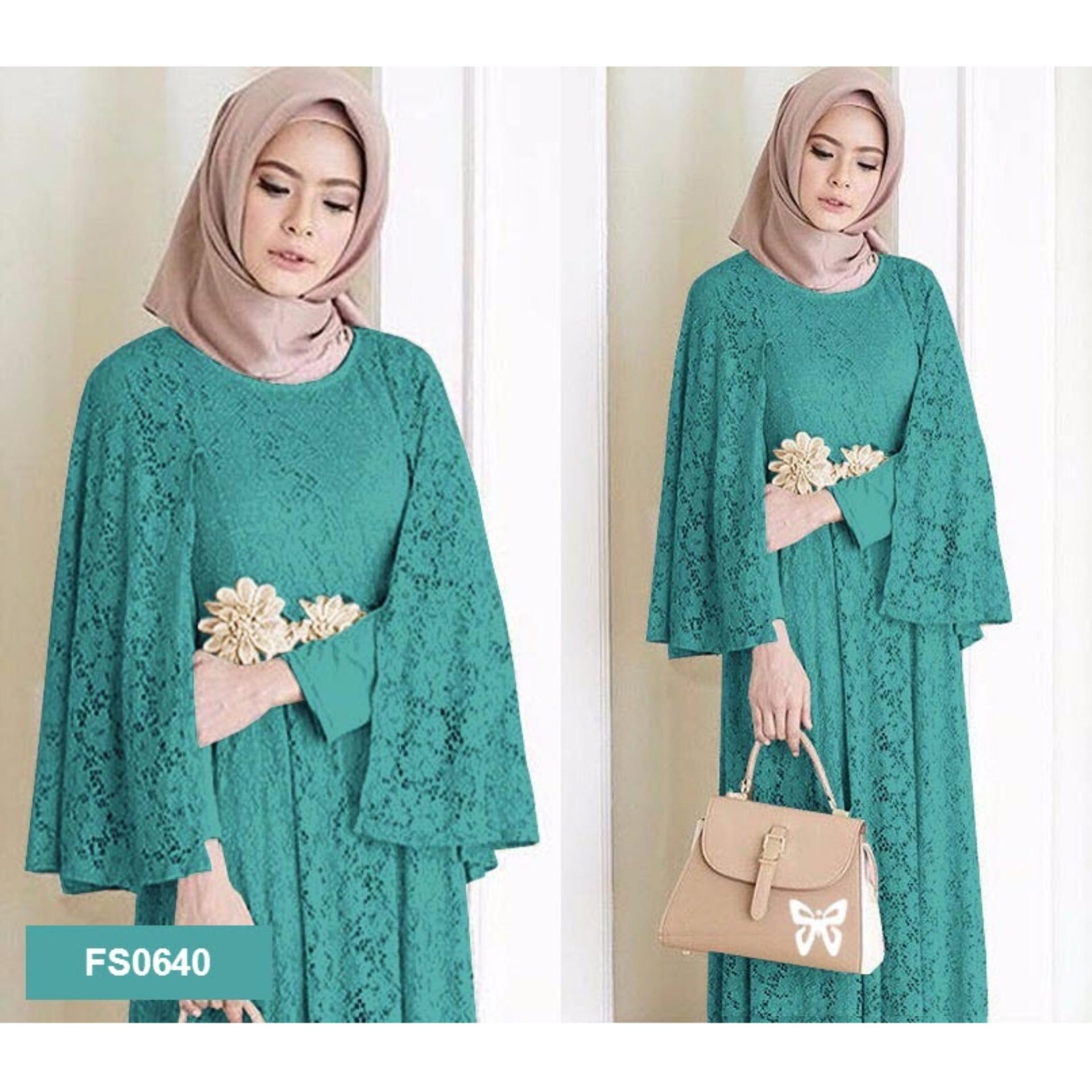 Flavia Store Maxi Dress Lengan Panjang FS0640 - TOSCA / Gamis Syari / Gaun Pesta Muslimah / Baju Muslim Wanita Syar'i / Srregina