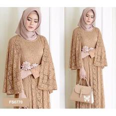 Flavia Store Maxi Dress Lengan Panjang FS0770 - COKLAT MOCCA / Gamis Syari / Gaun Pesta Muslimah / Baju Muslim Wanita Syar'i / Srregina