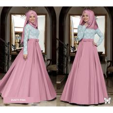 Flavia Store Maxi Dress Lengan Panjang Set 2 in 1 FS0720 - DUSTY PINK / Gamis Syari / Gaun Pesta Muslimah / Baju Muslim Wanita Syar'i / Hijab / Srmahira