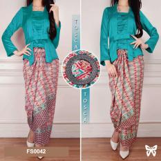 DeCouple Setelan Kebaya Kutu Baru Modern Batik - MERAH HIJAU / Stelan Baju Pesta Kutubaru Wanita (RSATIKA)