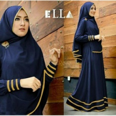 Flavia Store Gamis Syari Set 2 in 1 Busui FS0272 - NAVY BIRU DONGKER / XL Baju Muslim Wanita Syar'i / Gaun Muslimah / Maxi Dress Lengan Panjang / Hijab / Nisyfarose