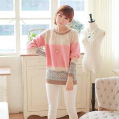 Flavia Store Sweater Wanita Rajut FS0519 - PINK / Baju Hangat / Kaos TShirt Lengan Panjang / Atasan / Switer / Rnpinky