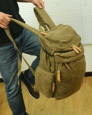FLONE - Tas Ransel Pria Bahan Kanvas Khaki Vano- Men's Backpack VN01