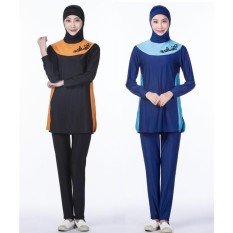 Bunga Wanita Sederhana Muslim Burkini 2-Buah Hindu Yahudi Jilbab Baju Renang Islam Wanita Baju Renang Plus Ukuran S-XXXXL-Internasional