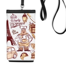 Food Cooker France Mark Landmark National Flag Architecture Custom Landscape Illustration Pattern Faux Leather Smartphone Hanging Purse Black Phone Wallet