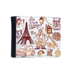 Food Cooker France Mark Landmark National Flag Architecture Custom Landscape Illustration Pattern Flip Bifold Faux Leather Wallet Multi-Function Card Purse