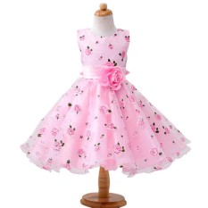 Kidlove Formal Pesta Gaun Indah Bunga Tak Berlengan Pakaian Kostum Anak Wisuda Fluffy Putri Gaun
