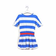 FORTUIN- Baju Dress Anak Salur Biru Putih Katun Lengan Pendek- size anak dan remaja