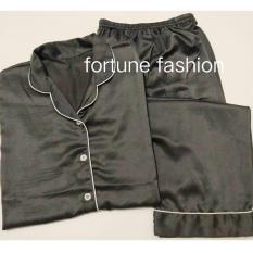 Fortune Fashion Piyama CP Satin - Abu Tua / Piyama Murah / Piyama Karakter / Baju Santai / Daster / Daster Murah / Baju Tidur Wanita