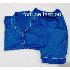 Fortune Fashion Piyama CP Satin - Biru Dongker / Piyama Murah / Piyama Karakter / Baju Santai / Daster / Daster Murah / Baju Tidur Wanita