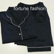 Fortune Fashion Piyama CP Satin - Hitam / Piyama Murah / Piyama Karakter / Baju Santai / Daster / Daster Murah / Baju Tidur Wanita