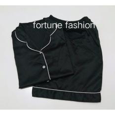 Fortune Fashion Piyama Satin Pendek - Hitam / Piyama Murah / Piyama Karakter / Baju Santai / Daster / Daster Murah / Baju Tidur Wanita