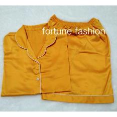 Fortune Fashion Piyama Satin Pendek - Kuning / Piyama Murah / Piyama Karakter / Baju Santai / Daster / Daster Murah / Baju Tidur Wanita