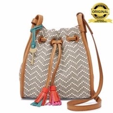 Fossil Claire Small Drawstring Neutral Stripe - Tas Wanita