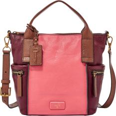 Fossil Emerson Satchel Wine Multi Medium - Tas Wanita