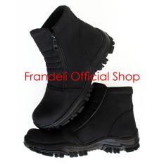 Frandeli Elastico Work Shoes Safety Zipper Boots Sepatu Pria - Black