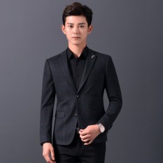 Pengiriman Gratis Pria Kasual Suit Mantel Kotak-kotak Bisnis Suit Pernikahan Sesuai Pengantin Lelaki Setelan Jaket-Intl