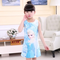 Frozen Bayi Anak-anak Anak Gadis Blue Elsa Salju dan Es Rompi Rok Princess Gaun-Intl