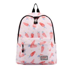 Buah Dicetak Kanvas Ransel Laptop Tas Bahu Girl School Daypack Women Travel Rucksack Warna: Pink-Intl