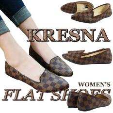 FS07 Kresna Flat Shoes Corak Coklat Wanita