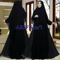 Arif Syar'i Moslem Wear - Baju Gamis Syar'i Premium 100{55e037da9a70d2f692182bf73e9ad7c46940d20c7297ef2687c837f7bdb7b002} Soft Ceruty Ultemate Motif Polos Gamis Syar'i Wanita Simple Terbaru - Gamis Syar'i Polos Hitam